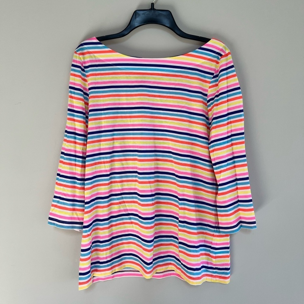 Lilly Pulitzer Waverly Multi-Island Stripe Top 3/4 Sleeve, size M